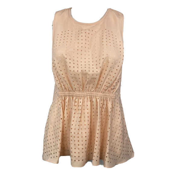 Tibi Shirt Womens Sz 2 XS Blush Pink Eyelet Silk Sleeveless Top Tank - Picture 1 of 10